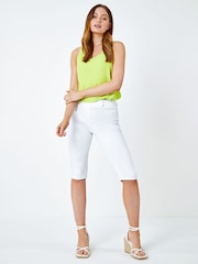 Roman White Denim Stretch Knee Length Pedal Pusher Trousers - Image 4 of 5