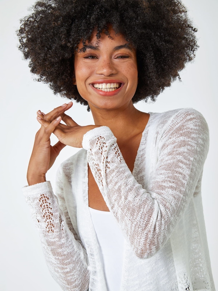 Roman White Lightweight Knitted Shrug - Image 3 of 5
