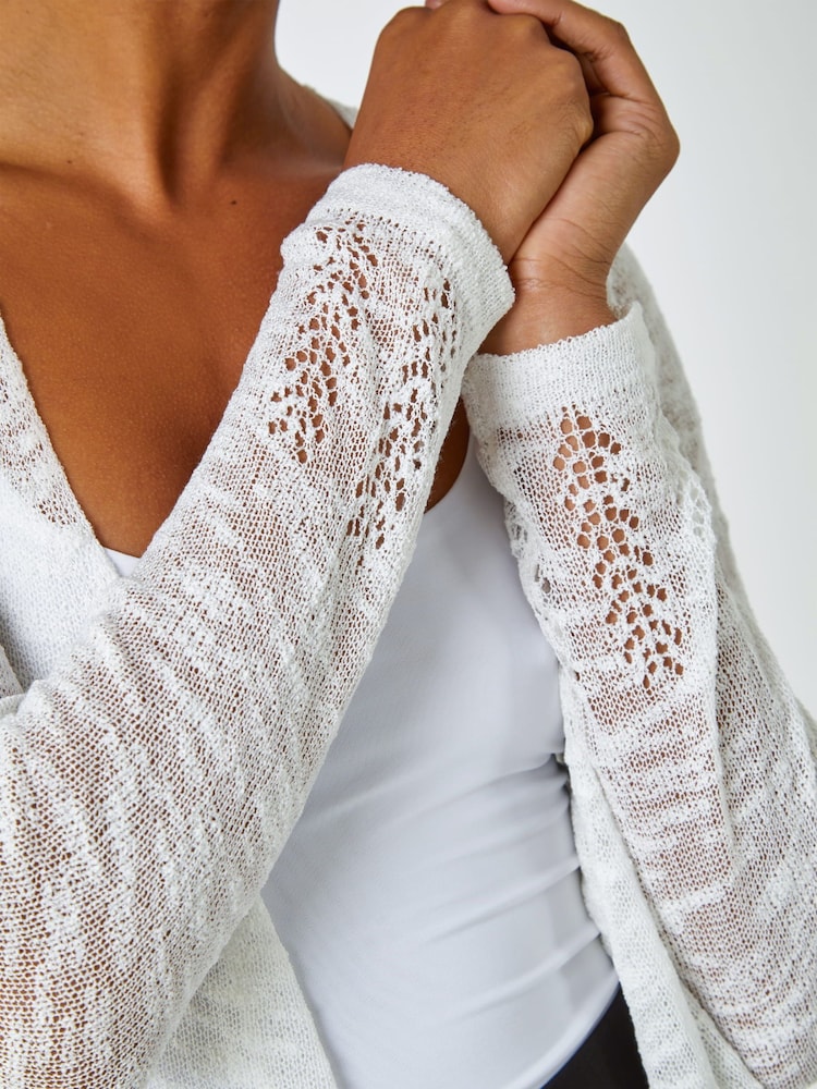 Roman White Lightweight Knitted Shrug - Image 4 of 5