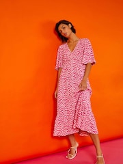Roman Pink Zig Zag Tiered Maxi Dress - Image 1 of 5
