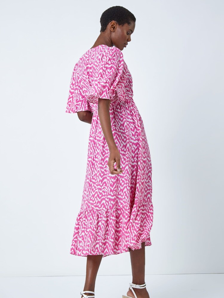 Roman Pink Zig Zag Tiered Maxi Dress - Image 2 of 5