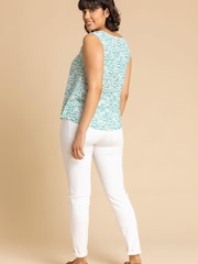 Roman Green Ditsy Print Pleat Front Cami Top - Image 2 of 4