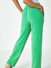 Roman Green Petite Wide Leg Linen Trousers - Image 2 of 5