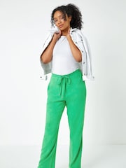 Roman Green Petite Wide Leg Linen Trousers - Image 4 of 5