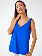 Roman Blue Tie Detail Strap Cami Top - Image 1 of 5