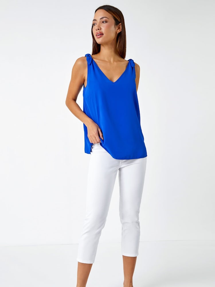 Roman Blue Tie Detail Strap Cami Top - Image 2 of 5
