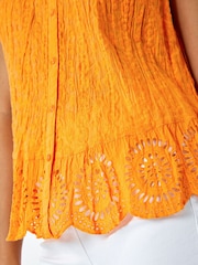 Roman Orange Eyelet Detail Embroidered Crinkle Blouse - Image 5 of 5