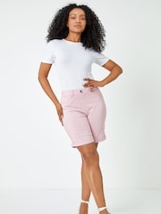 Roman Light Pink Petite Turned Hem Stretch Shorts - Image 3 of 5