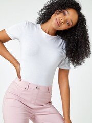 Roman Light Pink Petite Turned Hem Stretch Shorts - Image 4 of 5