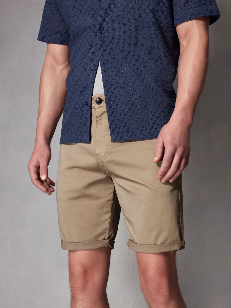 Stone Slim Fit Premium Laundered Stretch Chino Shorts - Image 1 of 10