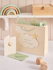 Natural New Baby Cloud Gift Bag and Card Set - Image 1 of 3