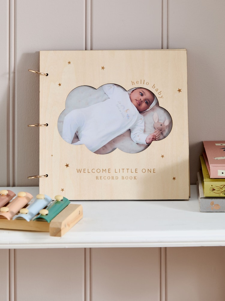 Natural New Baby Cloud Wooden Record Book - Image 1 of 3