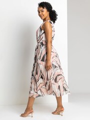 Roman Pink Petite Abstract Print Pleated Maxi Dress - Image 2 of 4
