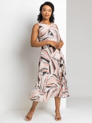 Roman Pink Petite Abstract Print Pleated Maxi Dress - Image 3 of 4