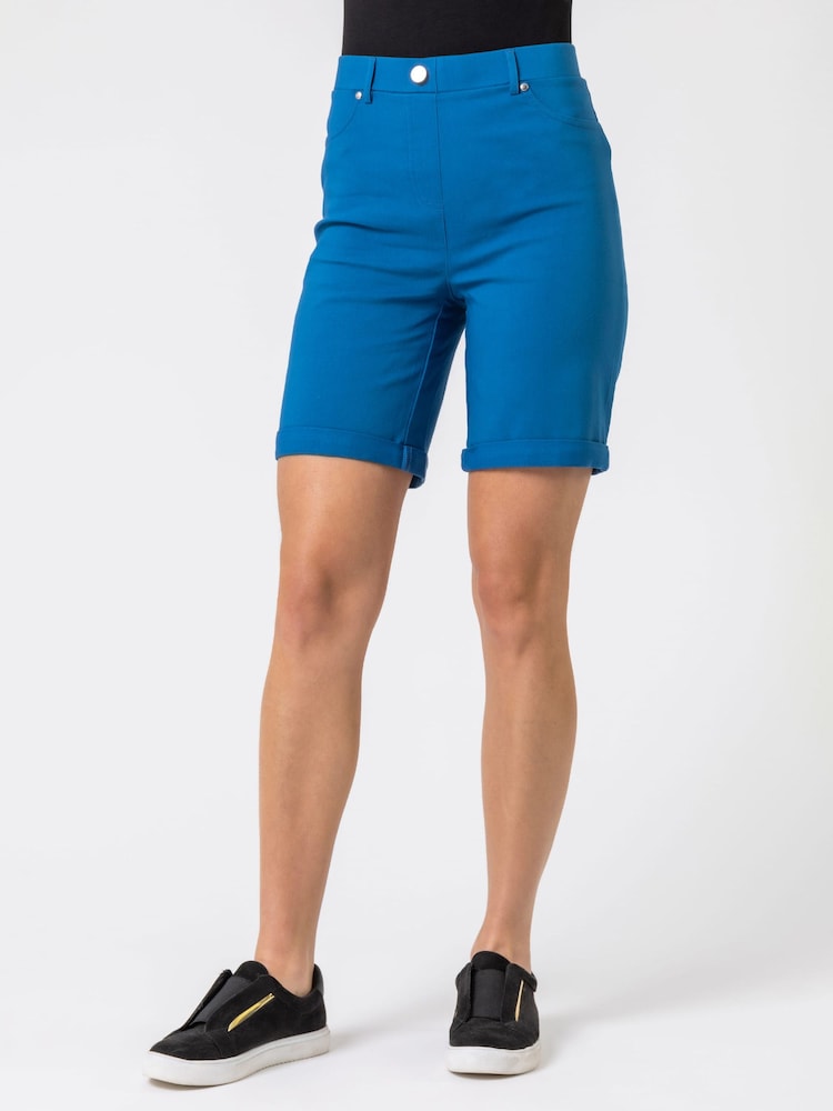 Roman Blue Turned Hem Stretch Shorts - Image 1 of 4