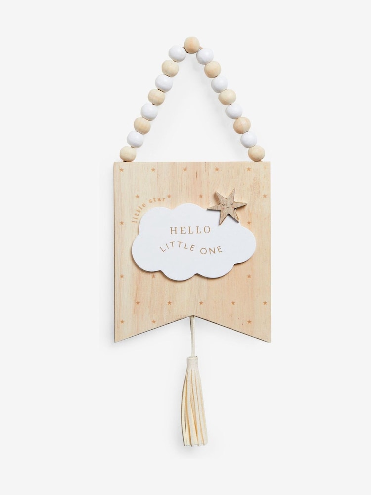 Natural New Baby Cloud Wooden Hanging Decoration - Image 3 of 3