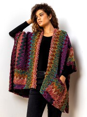 Roman Orange Print Boho Cape Cardigan - Image 1 of 4