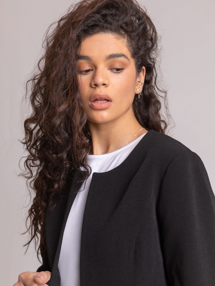 Noir - Veste Roman coupe ajustée en jacquard - Image 6 de 6 Noir - Veste Roman coupe ajustée en jacquard - Image 6 de 6