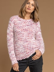 Roman Pink Fluffy Yarn Jumper - Image 1 of 5
