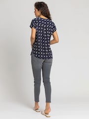 Marineblau/blau - Roman Bedrucktes Top mit Knöpfen - Bild 2 von 4