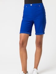 Roman Cobalt Blue Turned Hem Stretch Shorts - Image 1 of 4