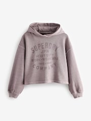 Superdry Purple Girls Printed Hoodie - Image 7 of 11