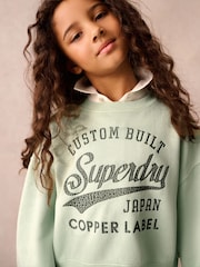 Superdry Green Classic Vintage Logo Graphic Sweatshirt Set - Image 3 of 9