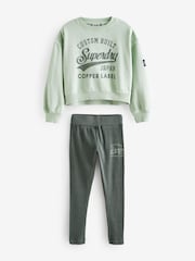 Superdry Green Classic Vintage Logo Graphic Sweatshirt Set - Image 6 of 9