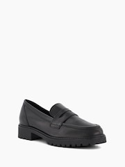 Dune London Black Regular Fit Gild Cleated Penny Leather Loafers - Image 3 of 6