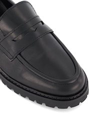 Dune London Black Regular Fit Gild Cleated Penny Leather Loafers - Image 6 of 6