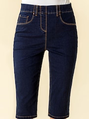 Roman Denim Stretch Knee Length Pedal Pusher Shorts - Imagen 1 de 4