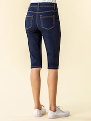 Roman Denim Stretch Knee Length Pedal Pusher Shorts - Imagen 2 de 4
