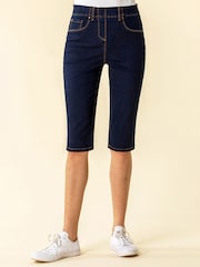 Roman Denim Stretch Knee Length Pedal Pusher Shorts - Imagen 3 de 4