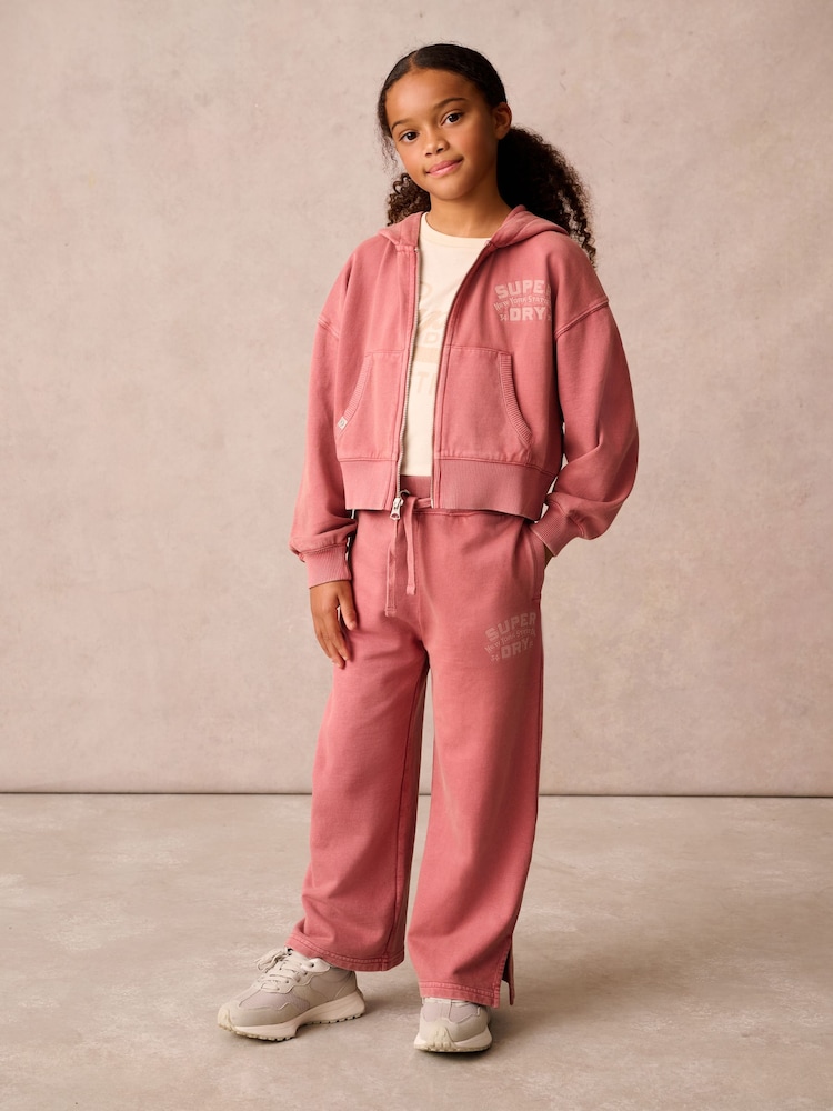 Superdry Rose Pink Girls Zip Through Hoodie Set - Image 1 of 15