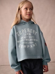 Superdry Blue Girls Printed Hoodie - Image 1 of 9