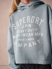 Superdry Blue Girls Printed Hoodie - Image 4 of 9