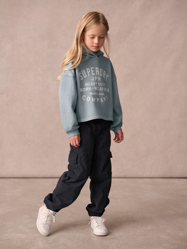 Superdry Blue Girls Printed Hoodie - Image 5 of 9