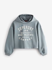 Superdry Blue Girls Printed Hoodie - Image 6 of 9
