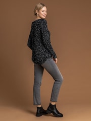 Roman Black Curved Hem Stitch Detail Jumper - Image 2 of 5