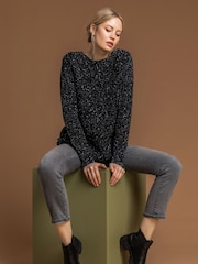 Roman Black Curved Hem Stitch Detail Jumper - Image 4 of 5