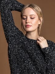Roman Black Curved Hem Stitch Detail Jumper - Image 5 of 5