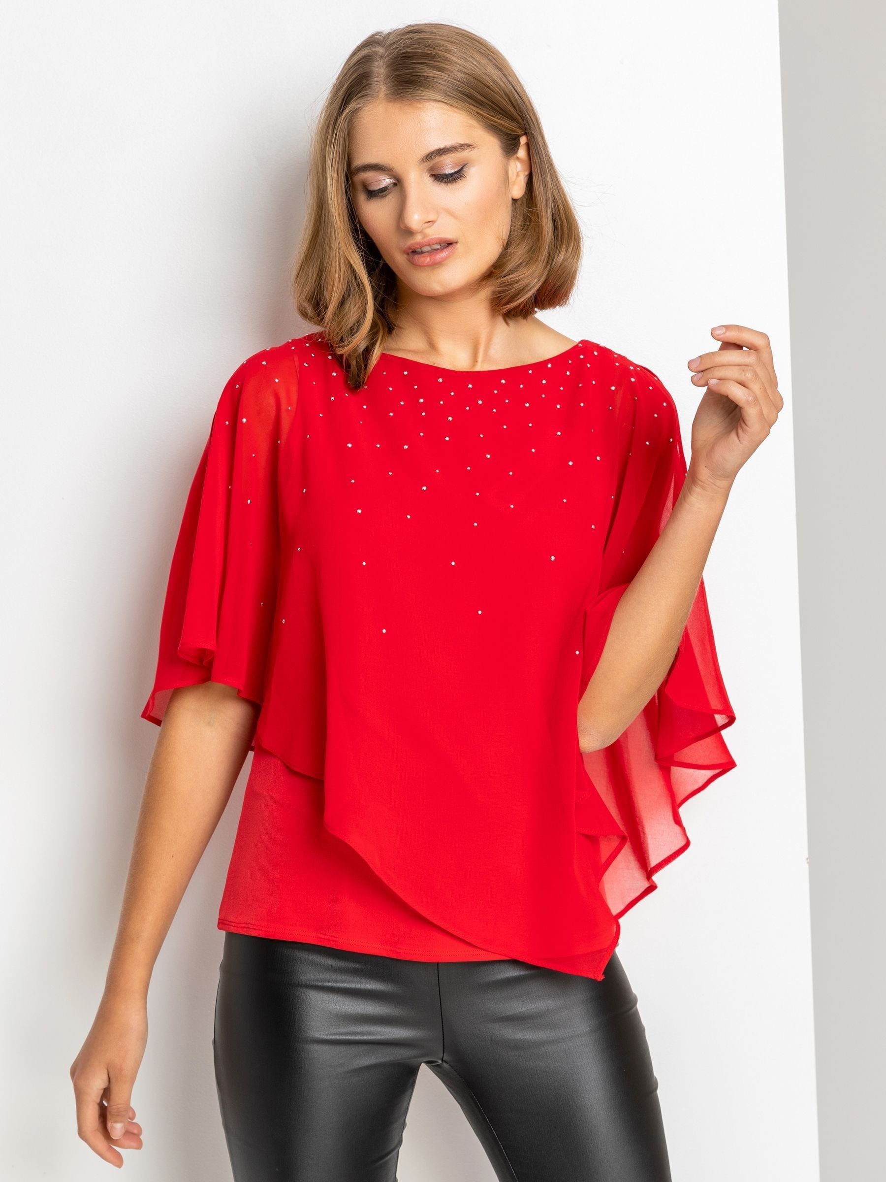 Buy Roman Red Embellished Chiffon Overlay Top from Next Ireland
