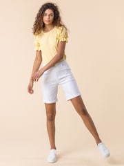 Roman White Turned Hem Stretch Shorts - Image 3 of 4