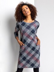 Roman Grey Check Pocket Shift Dress - Image 1 of 4