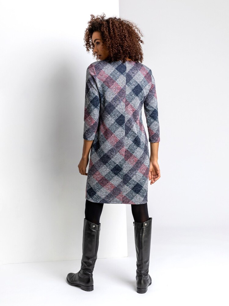 Roman Grey Check Pocket Shift Dress - Image 2 of 4