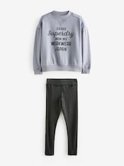 Superdry Grey Japan Half Zip Top And Leggings Set - Image 5 of 8