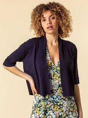Roman Blue Button Detail Collared Shrug - Image 1 of 4