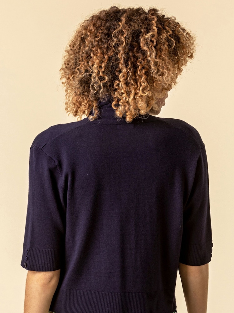 Roman Blue Button Detail Collared Shrug - Image 2 of 4