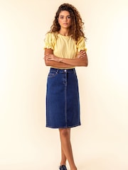Roman Denim Blue A-Line Knee Length Denim Skirt - Image 4 of 4