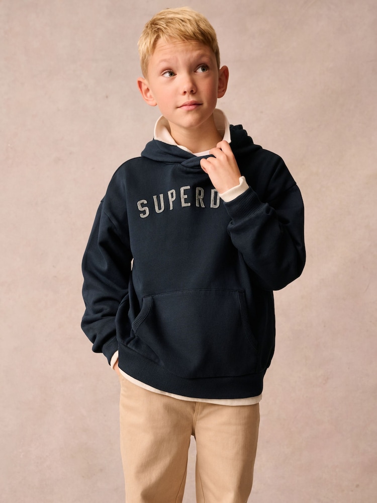 Superdry Navy Hoodie - Image 3 of 9